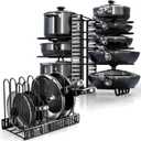Pots and Pans Organizer Under Cabinet - 8-Tier Adjustable Pan Organizer Rack for Cabinet - Heavy-Duty Pot & Pan Organizer - Perfect to Store Pots, Pans, Lids - Easy Kitchen Organization and Storage