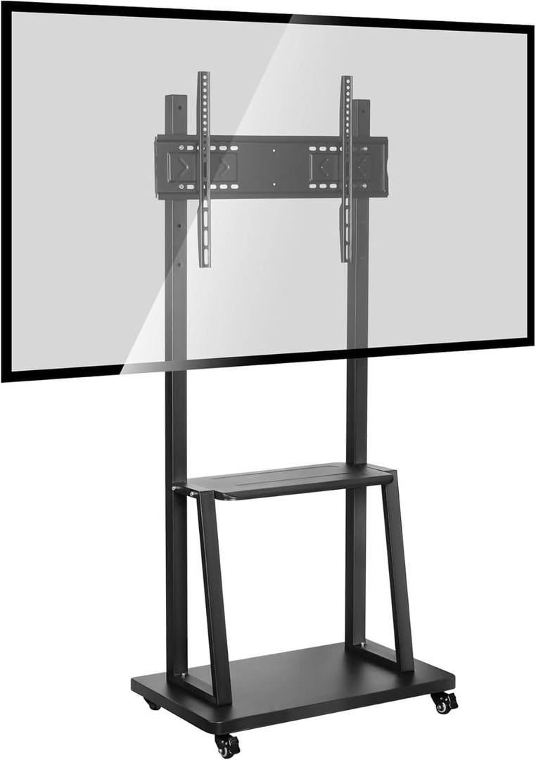 Mobile Smart Board Stand for 32-70" Interactive Whiteboards | Classroom-Ready Height Adjustable Cart with Locking Wheels & Teacher Shelves | School, STEM Lab, Office Accessory​