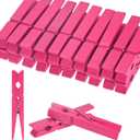 M METERXITY 50-Pack Colored Clothespins Wooden, 2.8 Inch/72mm Colorful Clothes Pins for Hanging Clothing/Crafts/Pictures, Wooden Clothespins [Rose Red]