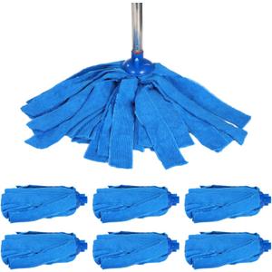 6 Pcs Microfiber Mop Heads, Blue Wet Dry Head Refills, High Absorbency Mop Replacements, Multi-Directional Cleaning, Compatible with Standard 0.86" Threaded Poles