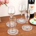 Modern Clear Coaster Set of 5- Glass Coasters for Drinks Crystal Coasters Round Cup Mat Coffee Table Decor for Office, Kitchen, Bar, Dining Room, Living Room, Patio (Clear)