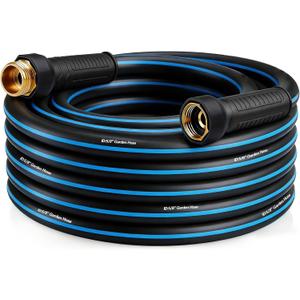Heavy Duty 5/8 in x 25FT Non-Expandable Garden Hose, Lightweight Rubber Hybrid Water Hose, Kink Resistant Flexible & Durable, Leak-Free 3/4" Brass Male to Female Fittings for Lawn Patio