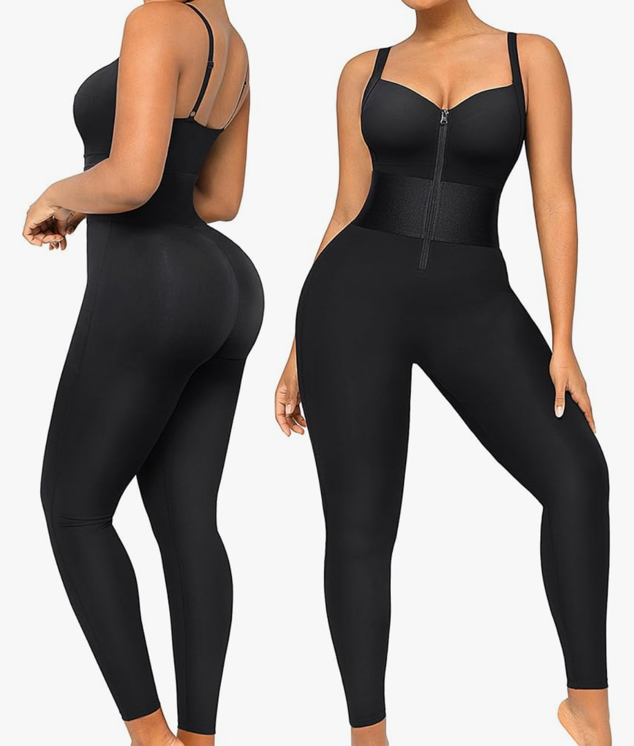 SHAPELLX Jumpsuits for Women Tummy Control One Piece Outfit Yoga Athletic Rompers Sleeveless Bodycon Shapewear L