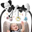 URMYWO Spiral Car Seat Toys for Babies 0-6 Months, Black and White Baby Toys, High Contrast Baby Toys for Newborn, Hanging Toy Fits Stroller, Shower Gift for Boys Girls