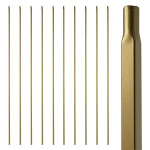 44" Brass Gold Wrought Iron Plain Balusters for Staircase Interior, 1/2" Square Hollow Iron Spindles, Decorative Stair Railing, Pack of 10