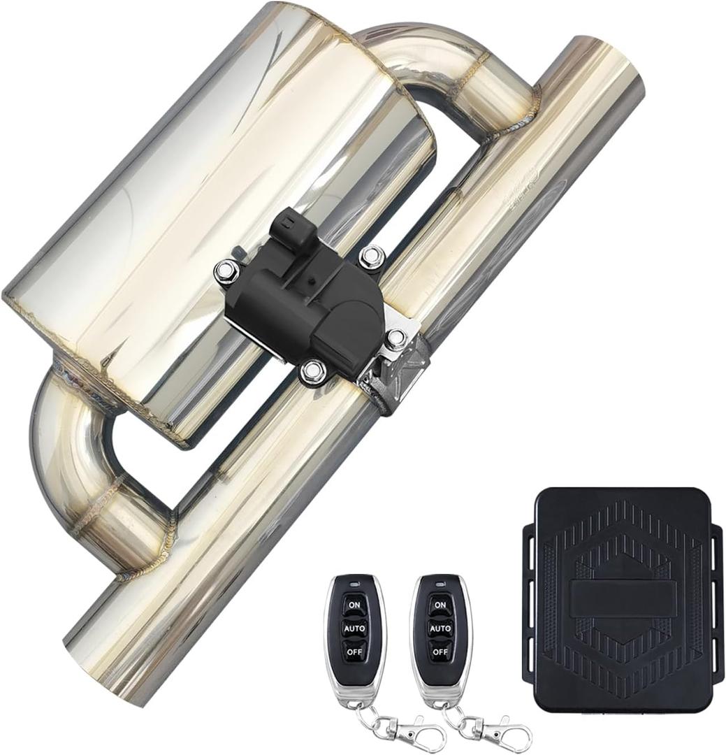 2.5 Inch Electric Valved Muffler Exhaust Cutout with Muffler Cat Back Exhaust System Kit