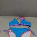 Blooming Jelly Women's Bikini Set Two Piece Swimsuit Triangle Top String Mid Rise Bottom Cheeky Bathing Suit (Blue, L)