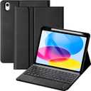 for iPad A16 11th 10th Generation Case with Keyboard, Multi-Touch Trackpad, 7 Color Backlit Detachable Keyboard, Folio Cover with Pencil Holder for iPad 11th 2025/ 10th Gen 10.9" 2022 (Black)