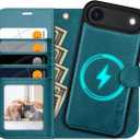 OCASE for iPhone Air Detachable Wallet Case with Card Holder, 2 in 1 PU Leather Flip Folio with RFID Blocking Stand Wrist Strap Shockproof Phone Cover 6.5 Inch 2025, Peacock Blue