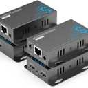 4K HDMI Extender Over Ethernet CAT5 CAT6 CAT7 Upto 230FT, with IR, Loop Out, POC, EDID, 4K@30Hz 1080P@60Hz Full HD Signal Distribution HDMI Transmitter Receiver with Holes, Easy Installation, 1 Pack