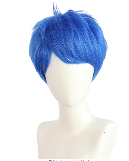 Unisex Short Blue Wig, Pixie cut Synthetic Hair for Joy Anime Costume Cosplay Party, Comic-Con, Comes with Wig Net Cap; 55TNL