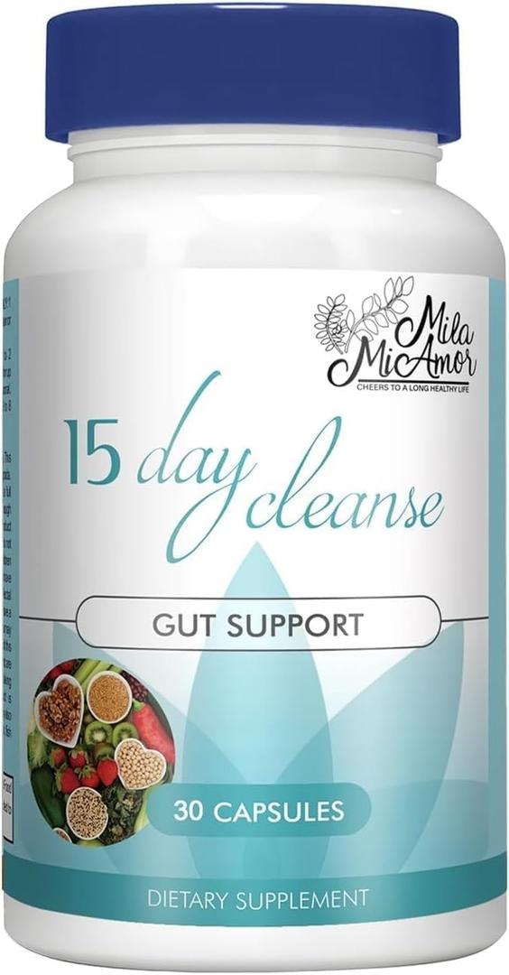 Mila Miamor 15 Day Cleanse - Gut and Colon Support - Advanced Gut Cleanse Detox for Women & Men with Senna, Cascara Sagrada & Psyllium Husk - Non-GMO - Made in USA - 30 Capsules