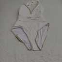 B2prity One Piece Swimsuit for Women Tummy Control Ruched Bathing Suit Push Up Tie Back Swimwear Shell Stitched White M