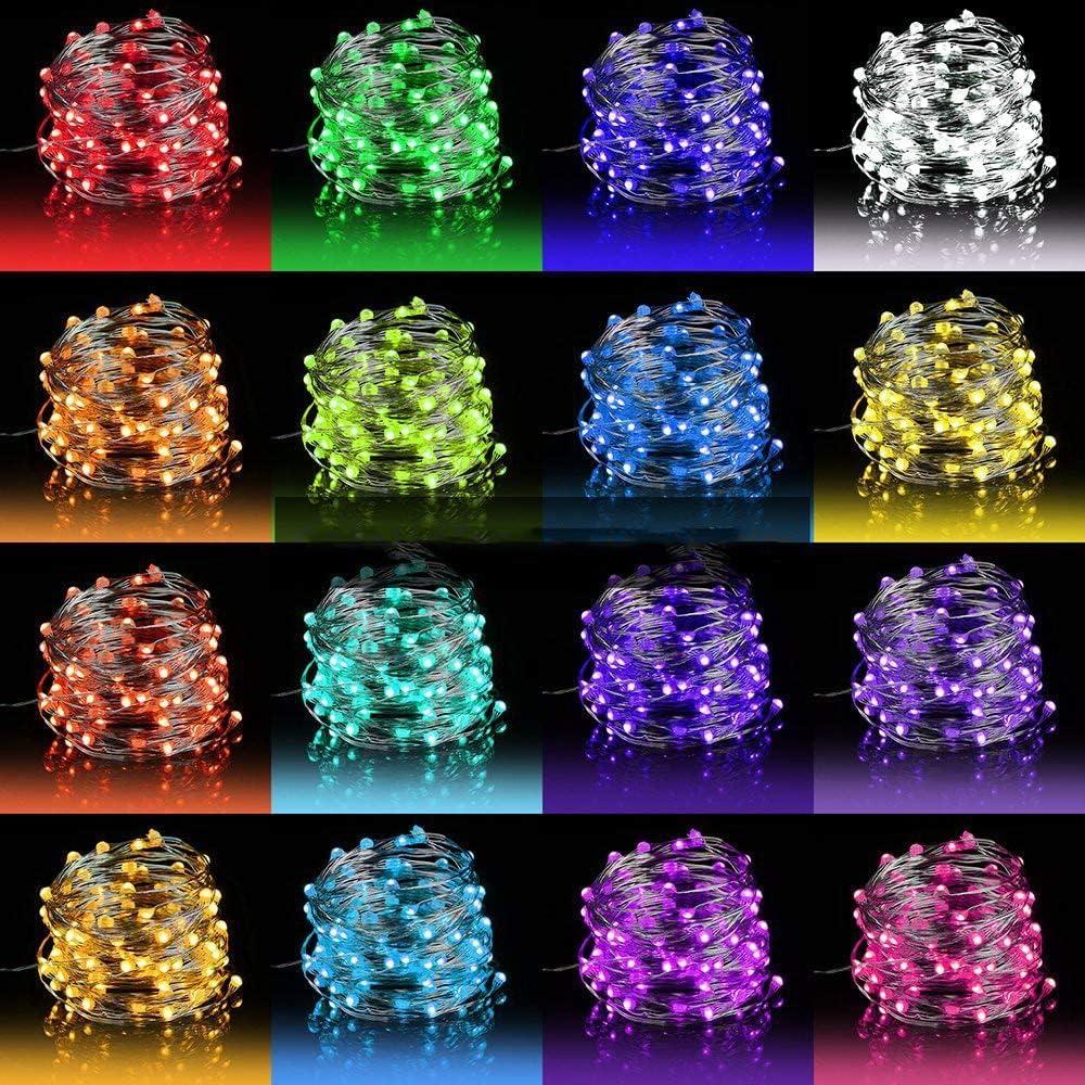 OMIKA 2 Pack LED Fairy Lights 33FT 100 LEDs Battery Operated String Light, Waterproof Multi Color Changing Fairy Lights with Remote for Indoor Outdoor Patio Wedding Party Xmas Bedroom Decoration (16 RGB Colors (Battery+USB))