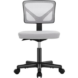 Sweetcrispy Office Desk Chair, Ergonomic Low-Back Mesh Rolling Work Swivel Chairs with Wheels, Armless Comfortable Seat Lumbar Support for Home, Bedroom, Study, Student, Adults,Classic Grey