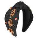 Gmmidea Halloween Boo Headband for Women Beaded Top Knot Headband Black Orange Rhinestone Jeweled Headbands for Girls Adult Halloween Headpiece Hair Accessories Outfit