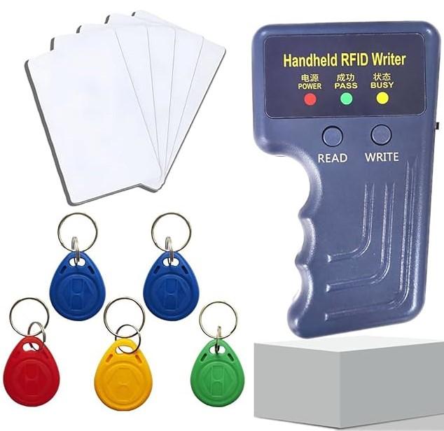 Handheld 125khz RFID Reader Writer,AWID and HID Copier with 5 T5577 Keyfobs & 5 White Cards
