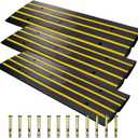 48" Driveway Ramp, 3 Pack Heavy Duty Rubber Curb Ramps for Cars, SUVs, Trucks | Low Profile Design with Water Drainage Channel | Garage & Sidewalk Transition Solution