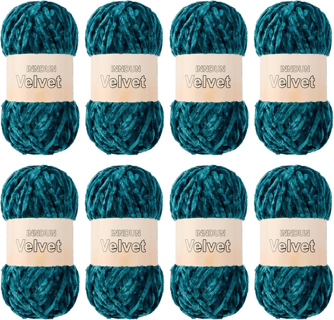 Velvet Yarn for Crocheting Dark Green Chenille Yarn Super Bulky Baby Blanket Yarn Amigurumi Yarn 8 Skeins