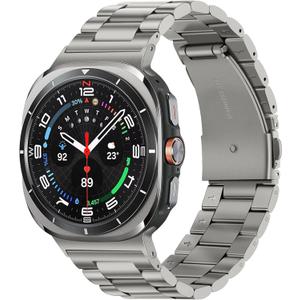 Tasikar Stainless Steel Bands Compatible with Samsung Galaxy Watch Ultra 47mm, No Gap Men Women Genuine Strap for Galaxy Watch Ultra 47mm, Gray Titanium