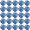 FagusHome 30 Pcs Silk Hydrangea Heads Artificial Flowers Heads and Stems Fake Hydrangea Flowers for Home Wedding Decor (Blue Purple)