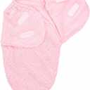 EVERYDAY KIDS Pink Baby Swaddle Blanket Wrap for Girls Size 0-3 Months Fluffy and Soft Fleece Interior and Plush Fur Exterior for Warm Comfort; Hook and Loop Tape Closure for Security, Pink Fur