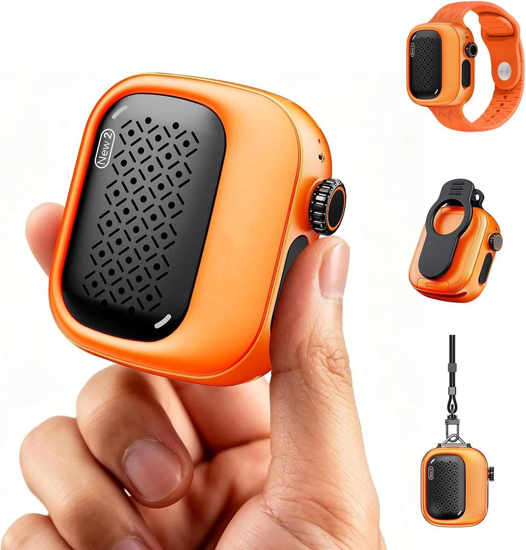 Wearable Bluetooth Speaker, 43g Mini Clip-On Bluetooth Speaker, 3-in-1 Wearable Ways, 20H Playtime Dustproof Multi Pairing Stereo Speaker for Hiking, Swimming, Shower, Outdoor Activities(Orange)