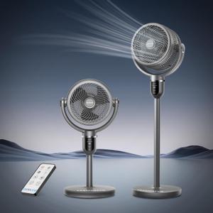 Pedestal Fan Oscillating with Remote,360 Air Circulator Stand Up Fan for DC Motor, 20db Super Quiet Standing Up Fans with Adjustable Height,3 Modes for Home Bedroom Livingroom Kidroom indoors