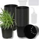 60-Pack 2 Gallon Flexible Plastic Plant Pots with 50Pcs Plant Labels,Thickened Soft Seed Starting Container for Indoor Outdoor Plants, Seedlings, Vegetables, Succulents and Cuttings