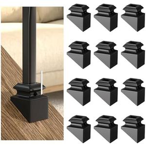 Antsky Iron Baluster Shoes 12 Pack, Slant Shoes, Stair Baluster Shoes Use for 1/2" Square Iron Balusters, Balusters for Staircase Interior, Satin Black