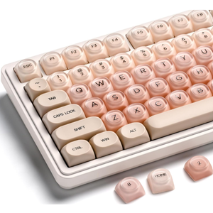 PBT Keycaps, Crystal Jelly HOA Profile Key Caps (Pink Gradient Design, Foundation Liquid Themed, Cute) 132 Keycaps Full Set 60 65 75 100 Percent for MX Switches Mechanical Gaming Keyboards 