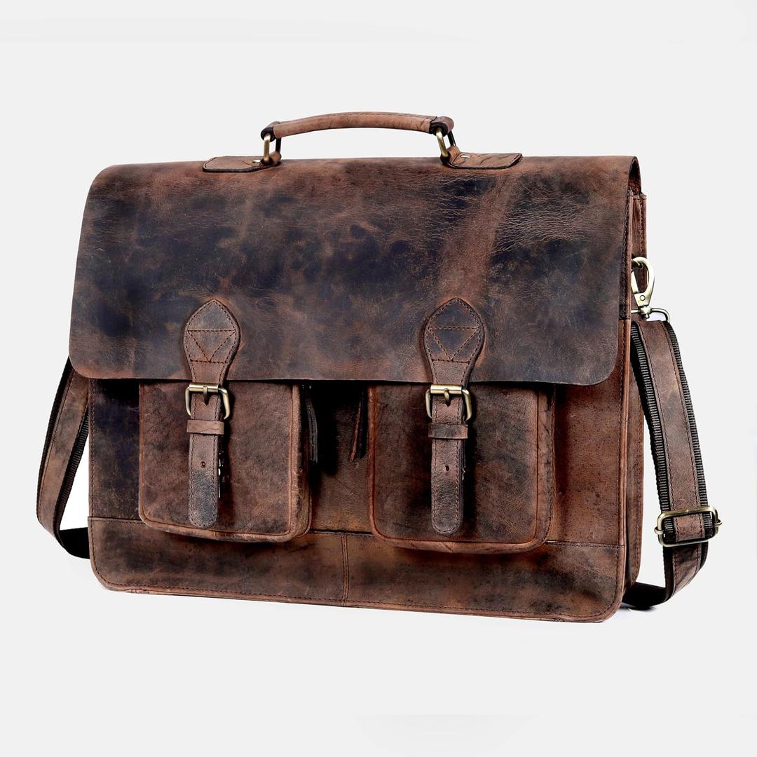 cuero Retro Brown Laptop Messenger Bag Office Briefcase Crossbody Travel Bag For Men And Women Bag Office Laptop Bag