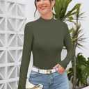 Women's Mock Turtleneck Long Sleeve Sleeveless Tops Basic Slim T-Shirts (S)