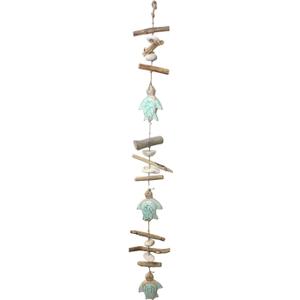 Beachcombers 37" Hanging Decorative Indoor Wood Drop w/Turtles & Driftwood Theme Accent Piece Home Kitchen Living Room Bedroom Summer Coastal Nautical Beach House Decor Decoration Beige