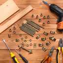 Tandefio 12 Sets Bed Frame Hardware Connector Kit M8x100 mm Panel Furniture Wardrobe Four-in-one Connectors Fittings, Bed Assembly Fasteners Bolts Nuts Threads Half Moon Spacers (Single Ended)