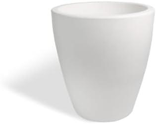 Elly Décor 23 inch Planter for Garden with Drainage, Large Round, Lightweight & Extremely Durable, Deck Indoor/Outdoor Plastic Pot, 23.6" x 21.6"x14, White