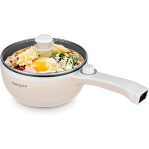 Dezin Hot Pot Electric Upgraded, Non-Stick Sauté Pan, Rapid Noodles Electric Pot, 1.5L Mini Portable Hot Pot for Steak, Egg, Fried Rice, Ramen, Oatmeal, Soup with Power Adjustment