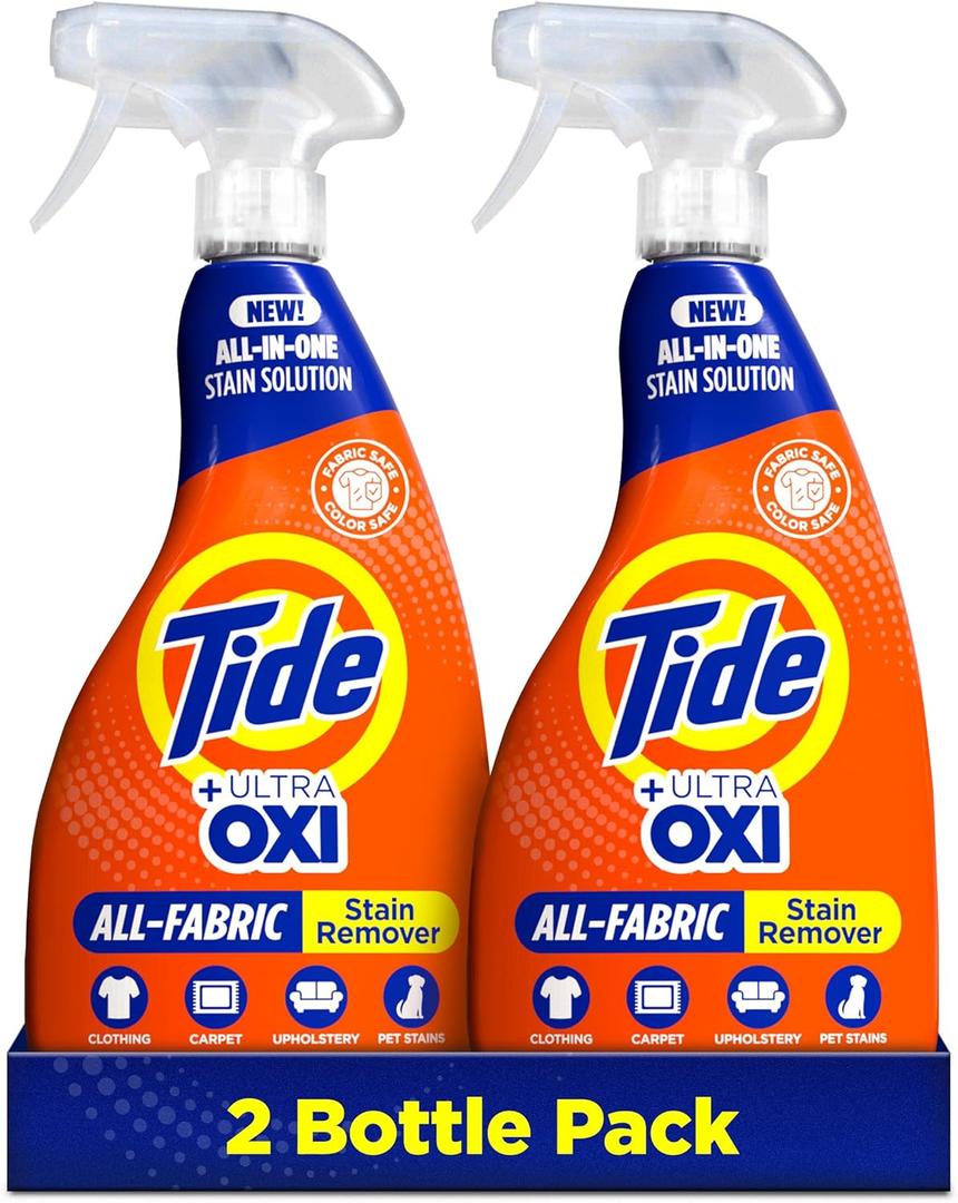 Tide Laundry Stain Remover Spray with Oxi, Stain Remover for Clothes, Carpet, Upholstery, Pet Bedding, & More, Stain Treater Spray for Tough Stains from Wine, Coffee, Grease, 21.5 Fl Oz (Pack of 3)