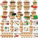 Dianelhall 50 Pcs Christmas Reindeer Craft Kit for Kids DIY Christmas Ornaments Craft Kit Fun Make Your Own Christmas Reindeer Sticker Accessories Craft Project for Xmas Tree Home Class Decoration