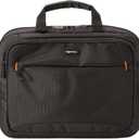 Amazon Basics Laptop Tablet Carrying Case with Shoulder Strap and Grab Handles, 14-inch, Black, Compartments for Storage
