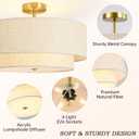19.7" Semi Flush Mount Ceiling Light, 4-Light Drum Ceiling Light Fixture | 2-Tier Fabric Linen Shade Design, Modern Classic Style, for Dining Room, Living Room, Bedroom, Hallway, Entryway, Brass Gold