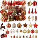 Alupssuc 103pcs Christmas Balls Ornaments Set, Gnome Christmas Tree Decorations with Hanging Strings, Shatterproof Plastic Baubles for Xmas Tree Holiday Wedding Party Decorations, Red, Bronze and Gold