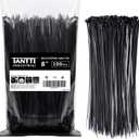 Zip Ties 8 inch Black Zip Ties with 50 Pounds Tensile Strength,Cable Ties,100 Pack, by Tantti Supply