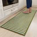 Kitchen Runner Rugs Non Slip Washable, Super Absorbent Soft Chenille Braided Kitchen Mats for Floor Rubber Backing Sink Mat Standing Hallway Floor Mat, Easy Clean, Green 17"x59"