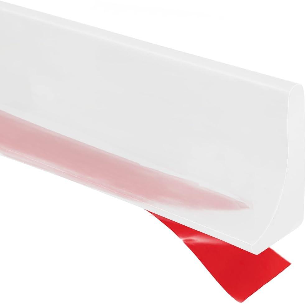 Shower Threshold Water Dam Barrier, Self Adhesive Silicone Waterproof Barrier Bathroom and Kitchen Shower Water Guard for Dry and Wet Separation Caulk Seal Strip Edge Trim (39Inch, Transparent)