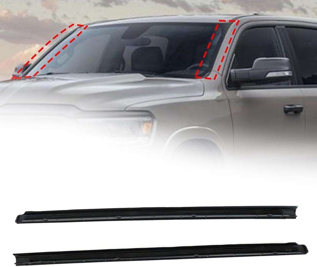 FZJDSD 1Pair Front Right&Left side Windshield Molding Strip Compatible with Dodge Ram 1500 2500 3500 4500 5500 2009-2022 Exterior Windshield Molding Trim Windshield Weatherstrip #68297609AB 68297608AB