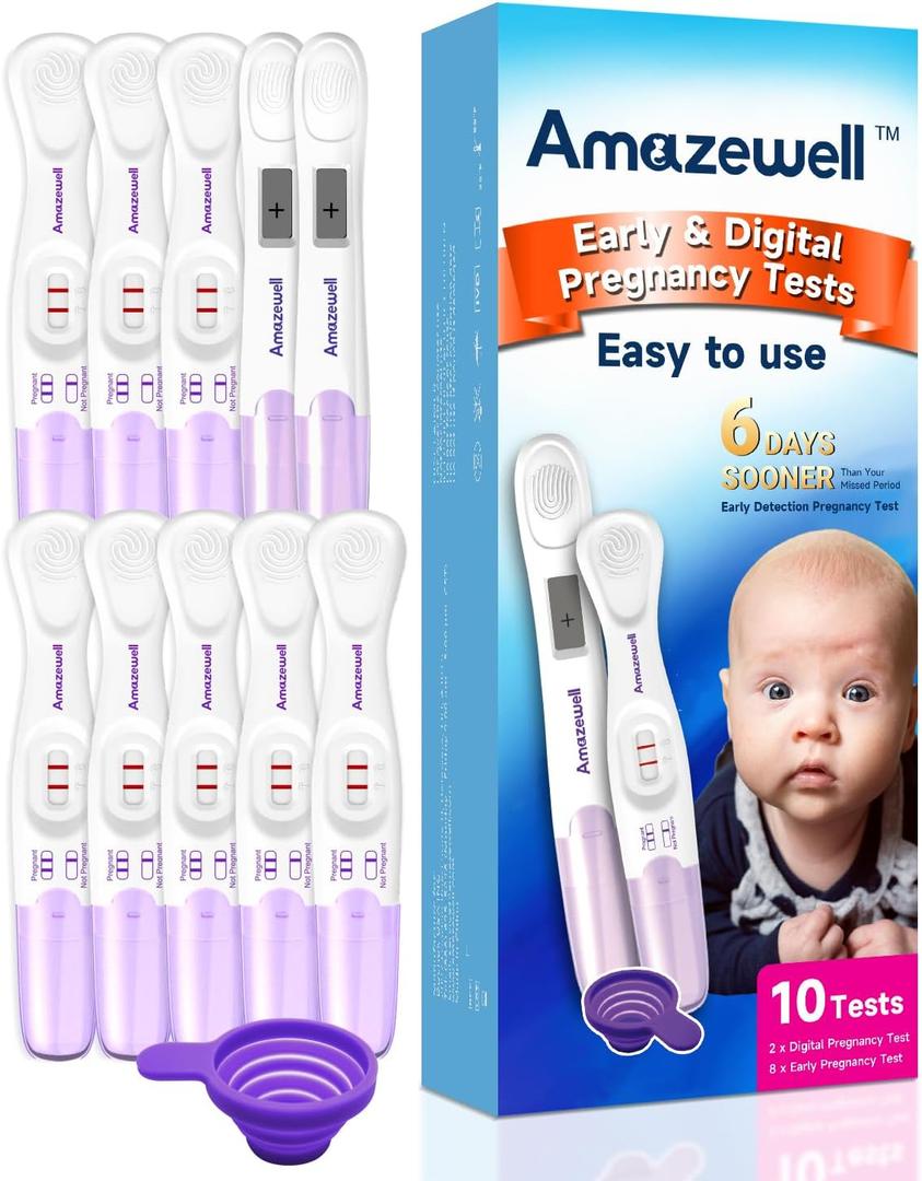 Early Detection Pregnancy Test Kit, Early Result Digital Pregnancy Test at Home, Pregnancy Tests with Cup,10 Tests(2 Digital+8 Early+1 Urine Cup)