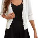 GRACE KARIN Womens Sweater Cropped Cardigan Knit Shrugs for Dresses Tops Button Down Lightweight Soft (Small, White)