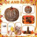 Wonderjune 1 Pcs Rattan Lighted Pumpkin Fall Decorations Artificial Rattan Pumpkin Lanterns LED Fall Lighted Harvest Indoor Outdoor Halloween Thanksgiving Decor Porch (Brown,18 Inch)