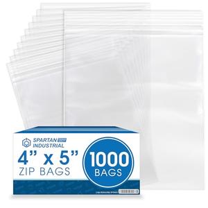 Spartan Industrial - 4” X 5” (1000 Count) 2 Mil Clear Reclosable Zip Plastic Poly Bags with Resealable Lock Seal Zipper